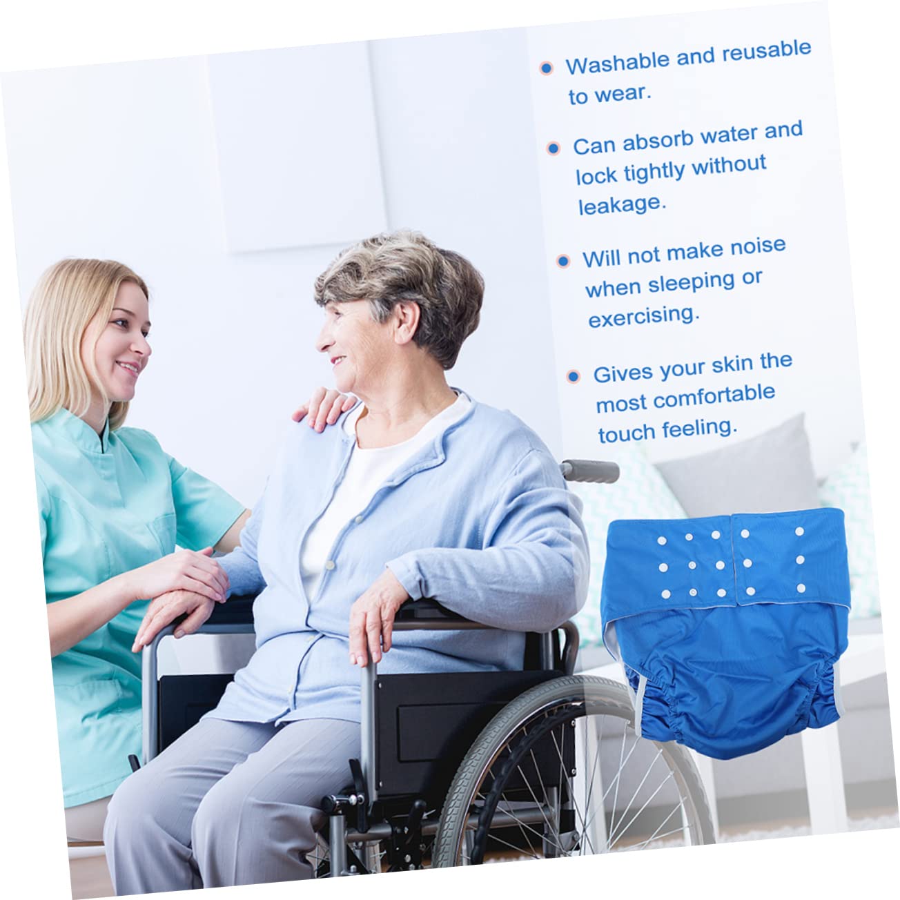 Ipetboom 2pcs Washable Adult Diaper Pants Waterproof Leak-Proof Reusable Nappy for Men Women Nursing Diaper Soft Breathable