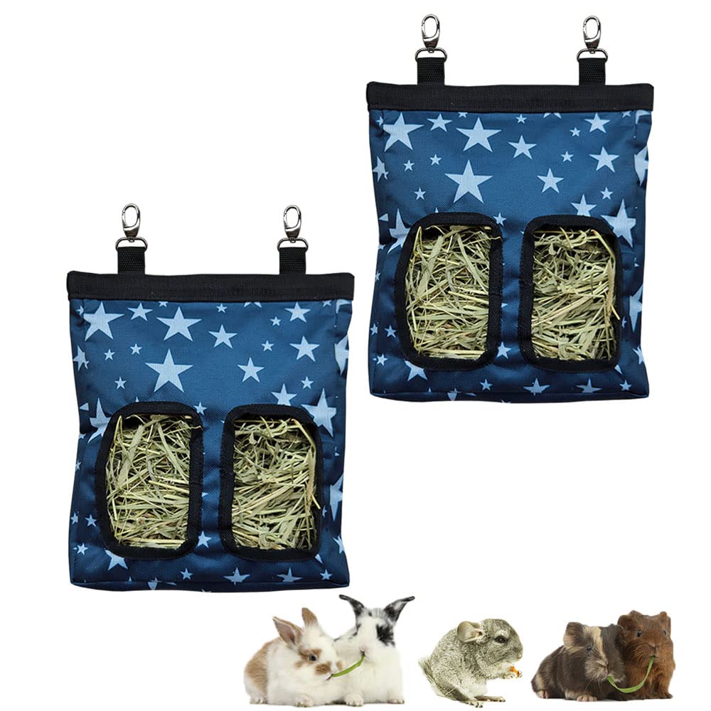 RIOUSSI Guinea Pig Hay Feeder, Hanging Rabbit Hay Feeder Bag for Guinea Pigs Bunnies Chinchillas. Stars, 2 Pack â image 1