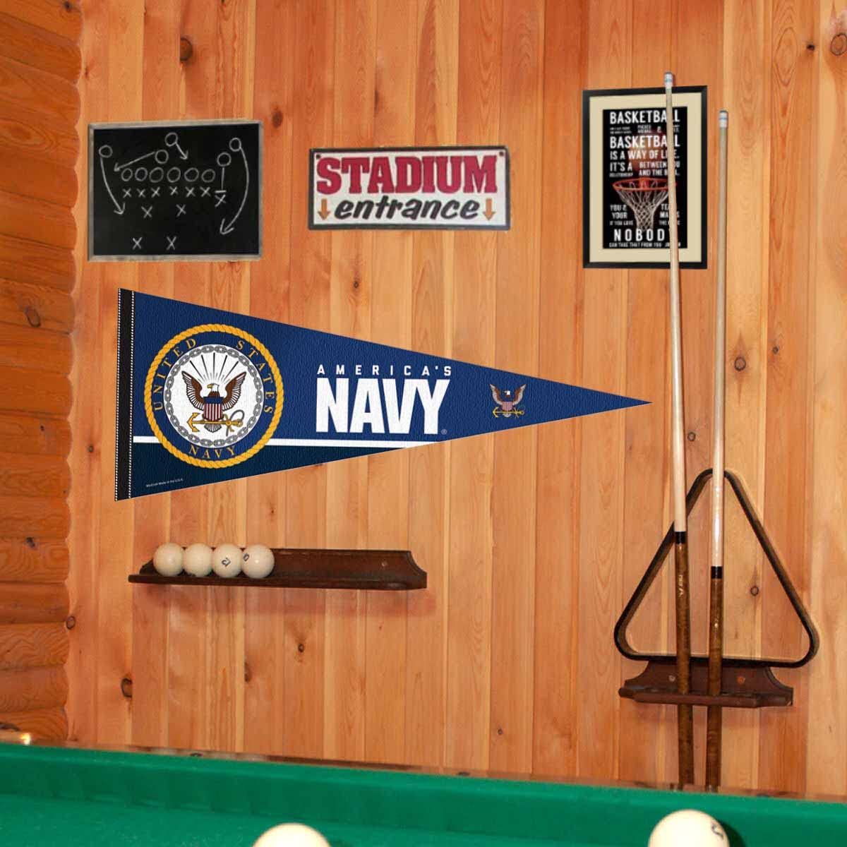 US Navy Midshipmen Pennant - 12x30 Inch Felt Wool Blend Banner | Officially Licensed Navy College Decor