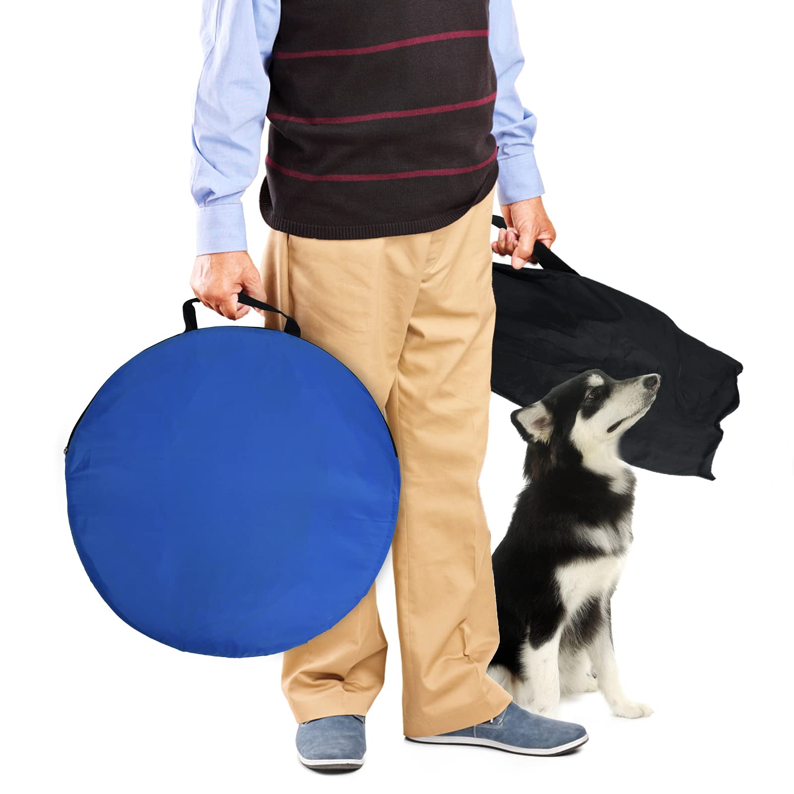 UISEBRT Juego de entrenamiento para mascotas, obstáculos con túnel para perros, obstáculos, túnel de entrenamiento, incluye barra de obstáculos, altura ajustable