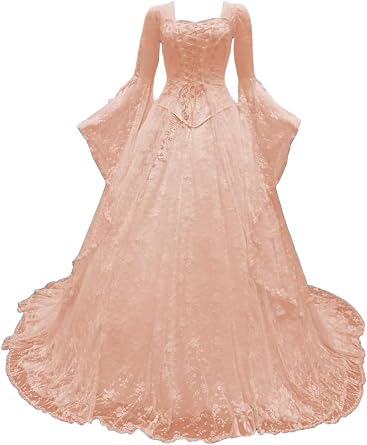 Mouccy Lace Victorian Dresses for Women Flare Sleeve Medieval Wedding Dress for Bride Tulle Gothic Ball Gown with Overcoat