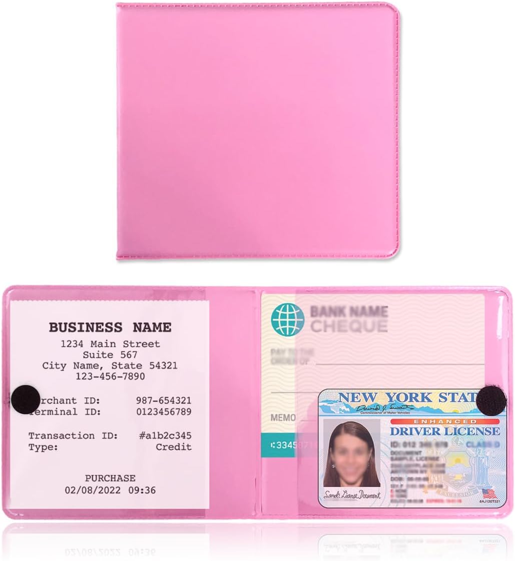 Ohleats Car Registration and Insurance Holder, 5.25″ × 4.75″ Auto Document ID Holder Organizer, Driver License Keeper Organizer for Cars, Trucks, SUVs, Universal Car Accessories (Pink, 1 PCS) Ohleats Car Registration and Insurance Holder, 5.25″ × 4.75″ Auto Document ID Holder Organizer, Driver License Keeper Organizer for Cars, Trucks, SUVs, Universal Car Accessories (Pink, 1 PCS)