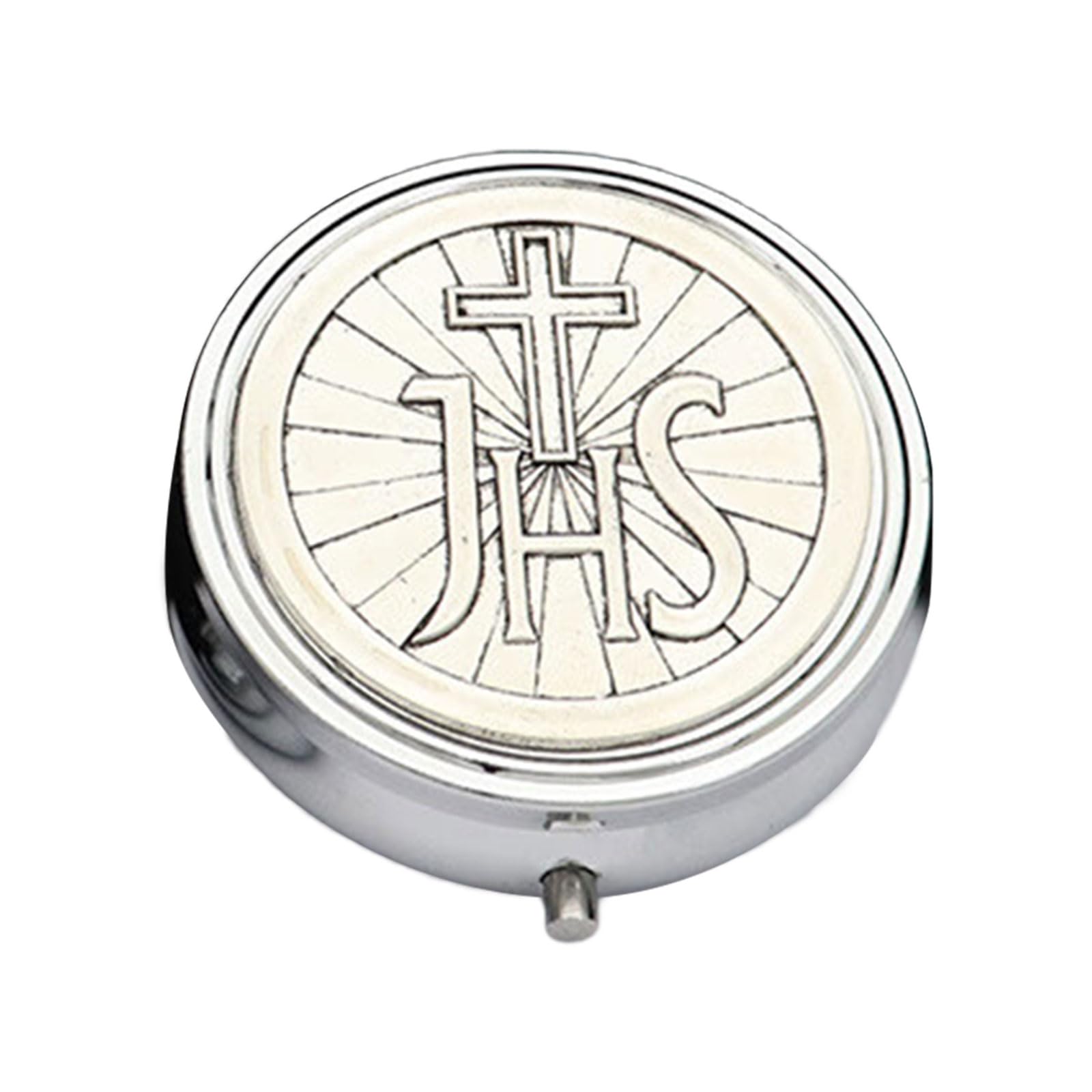 Jazuaiao Compactly Metal Prayer Religious Jewelry Case Featurings Builts in Glass for Spiritual Items and Vanity Organization Religious Storage Box