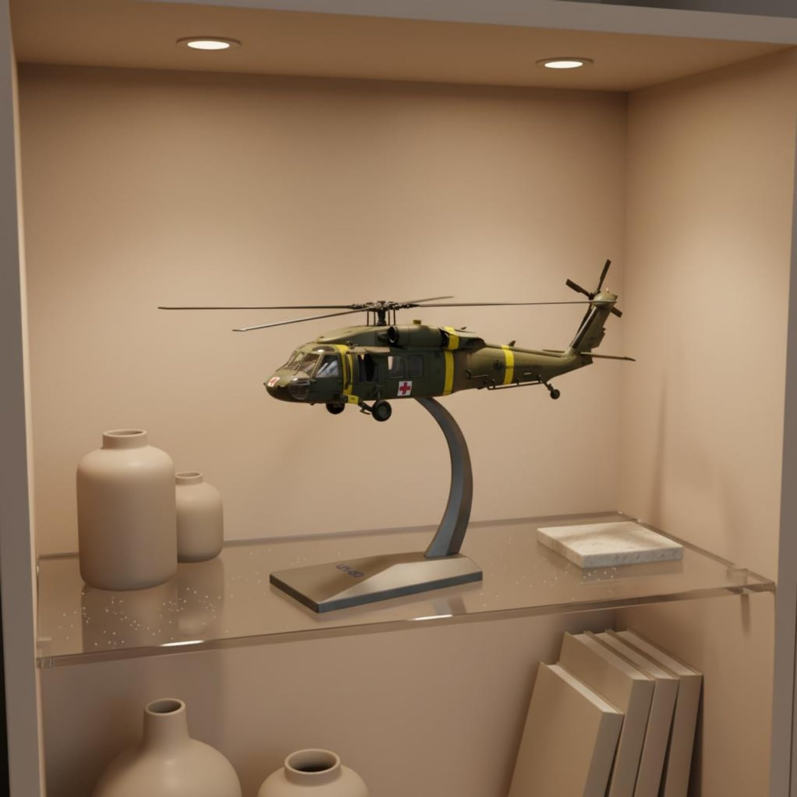 MagiDeal Riproduzione Elicottero di Soccorso Modello Aerei Elicottero Miniatura Collezione in Metallo Pressofuso con Parti Mobili Rotore E Ruote Adatta a