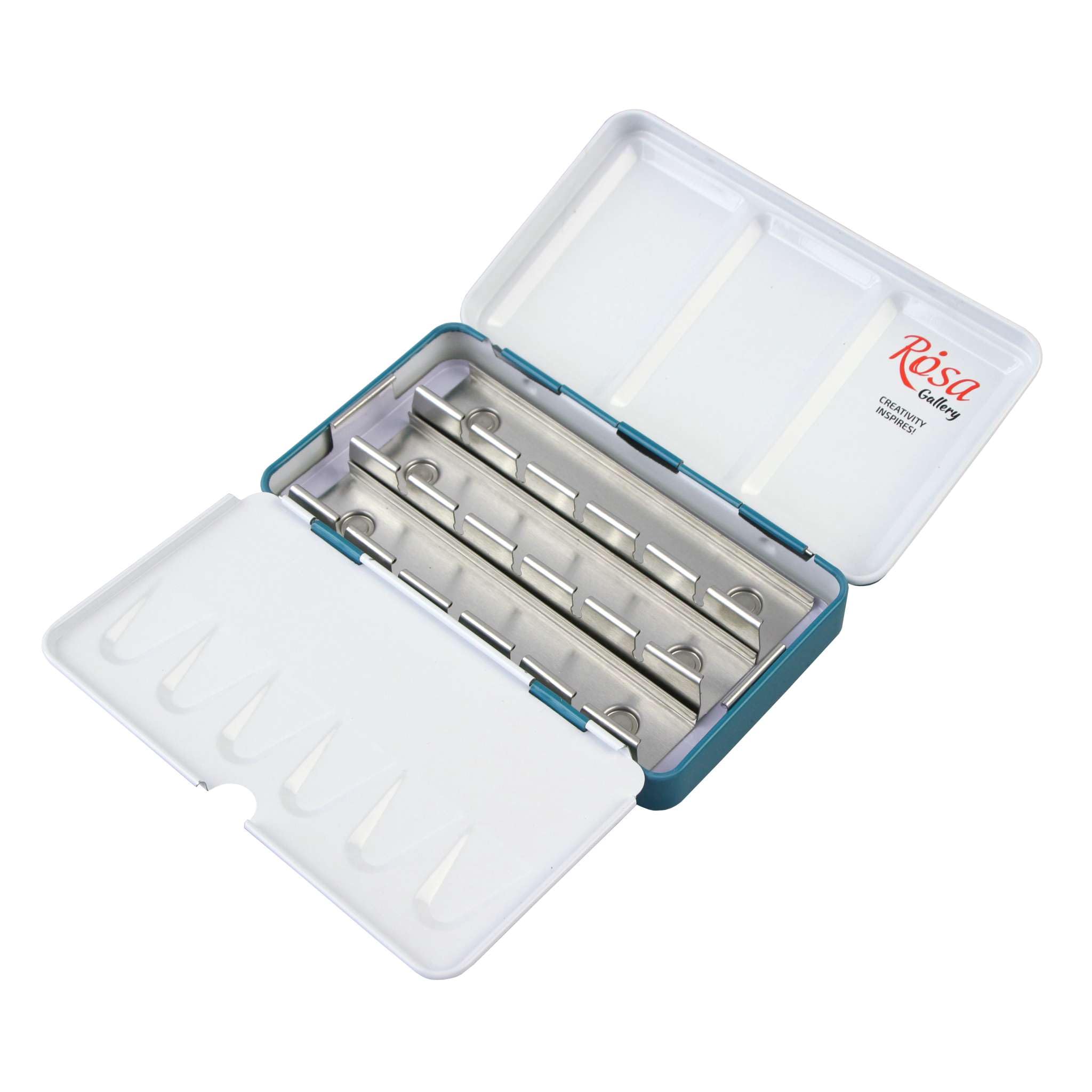 Rosa Gallery Leere Aquarellfarbenbox aus Metall (Indigo Voll 12 Napf)
