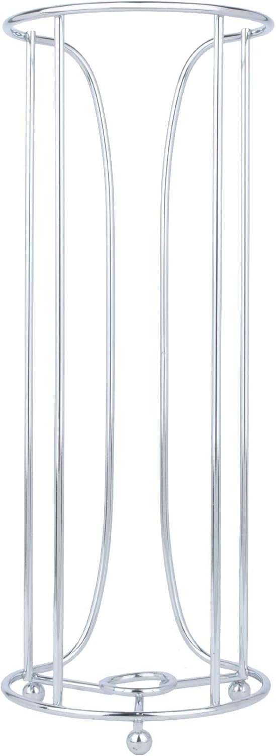 Freestanding Toilet Paper Holder Stand, for STANDARD Sized Toilet Paper only, Chrome Solid Metal Construction with Elevated Base, Not for Double-Sized Rolls Pack of 2