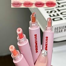 4Pcs Hydrating Lip Tint Glossy Set,Highly Pigmented Lang Lasting Waterproof Pink Red Cute Lip Gloss Lip Tint Stain for Women