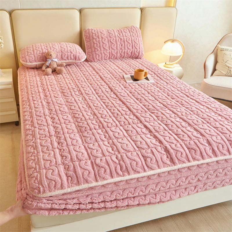 Protector de colchón acolchado de terciopelo de leche ajustable cama doble 5