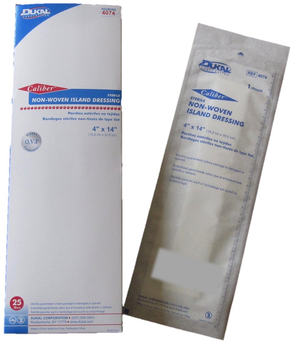 Caliber Non-Woven Island Dressing (4074) 4" x 14" (Box of 25) Non-Woven, Sterile