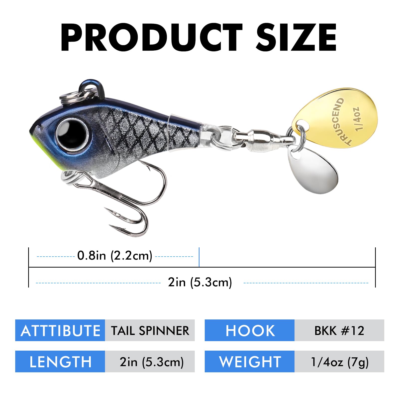 TRUSCEND Easy Catch Fishing Lures with Vibrating Swimming Flashing and Jigging Action, Ultimate Search Bait for All Fish Species, Amazing Ice Fishing Jig Spinners with BKK Hook, Long Cast Spinner Bait
