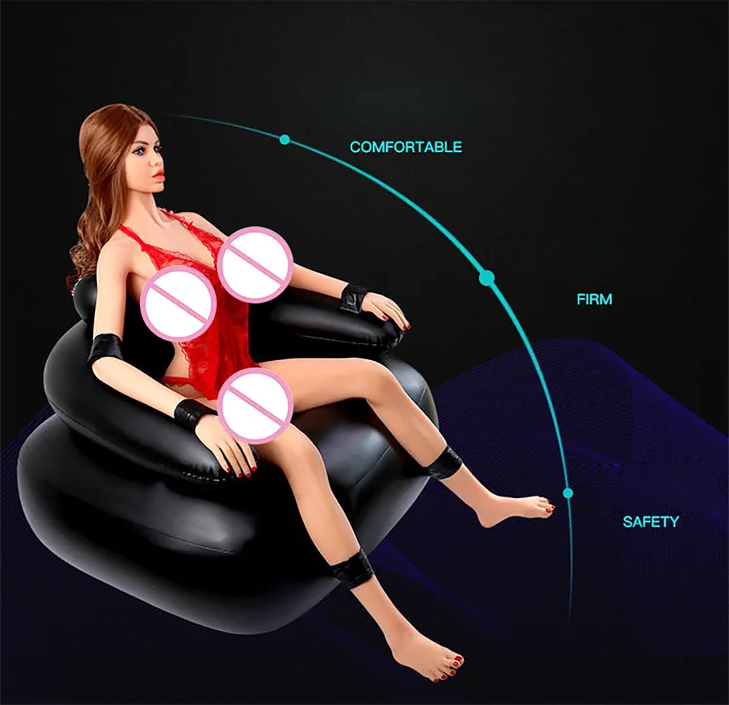Mobilier sexuel Canapé sexuel gonflable BDSM Chaise avec menottes de bondage entraves pour les pieds Jouet sexuel Couples Jouet de positionnement pour position plus profonde Chaise de support pour