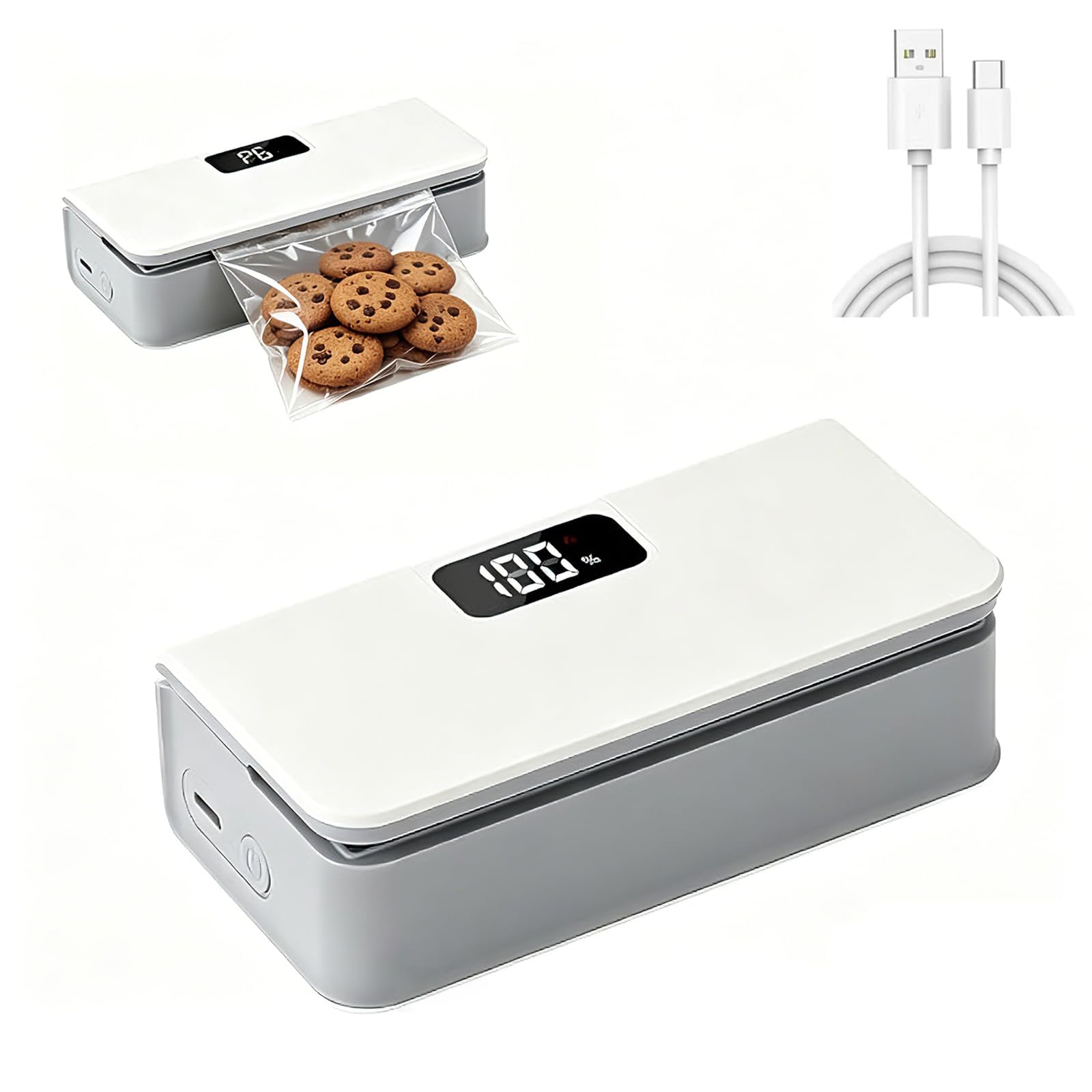 Mini Bag Sealer,6-Speed Adjustment and LED Display, Portable Mini Bag Sealer with Cutter and Magnet, No Preheating Required, 12cm Sealing Width, Ideal For Keeping All Kinds of Snacks Fresh-image-6