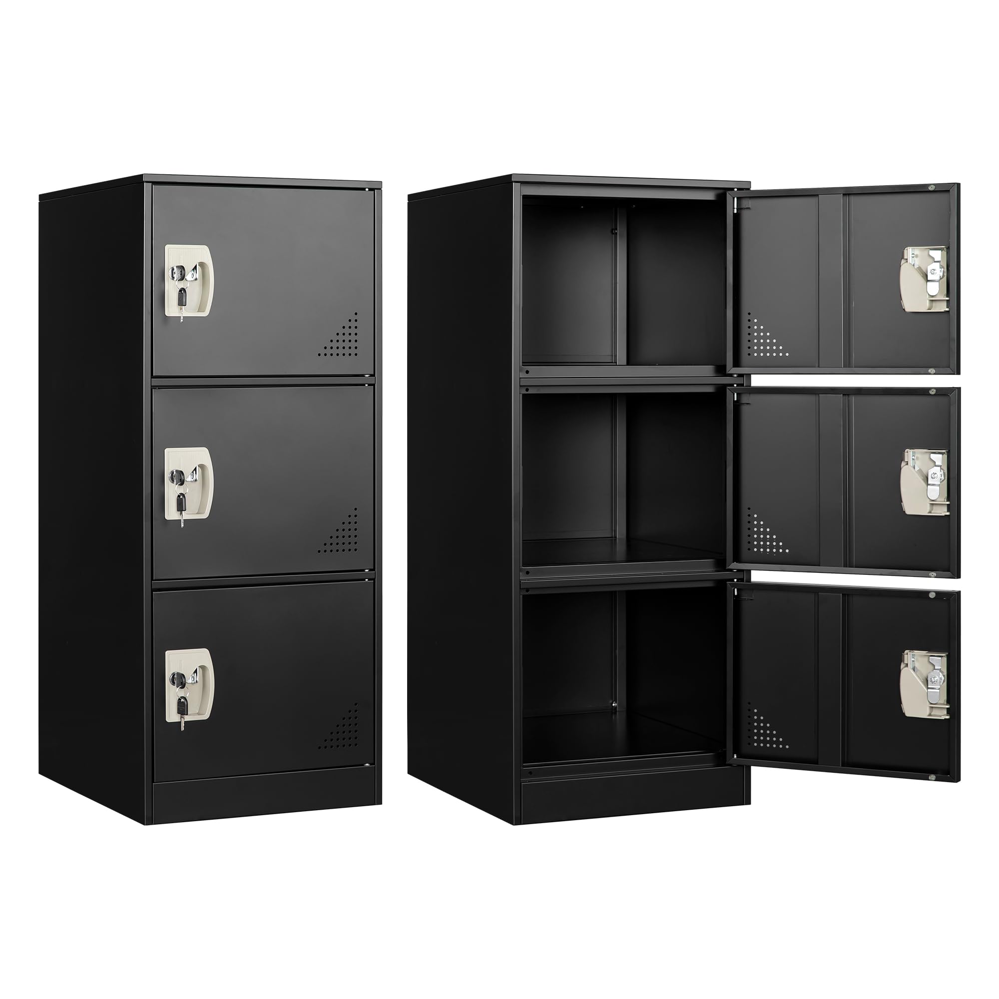 Metal Locker Storage Locker, 36" Lockable Lockers for Employees, Home, Office, School, Assemble Required (Black)