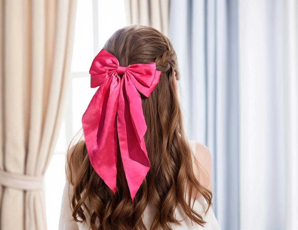 Amazon.com : Pink Hair Bow for Women - Furling Pompoms Pack of 2