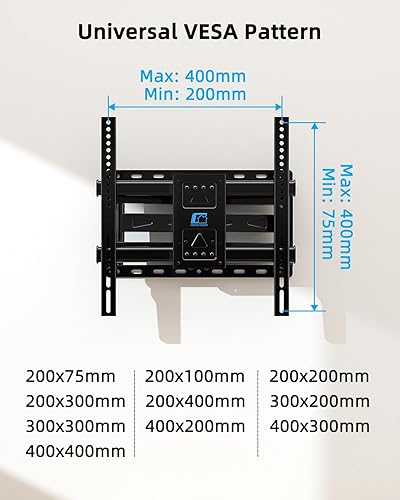 Miniatura 8 de HOME VISION Soporte de pared para TV de 32 a 70 pulgadas con soporte de barra de sonido, soporte de TV de movimiento completo con brazos dobles