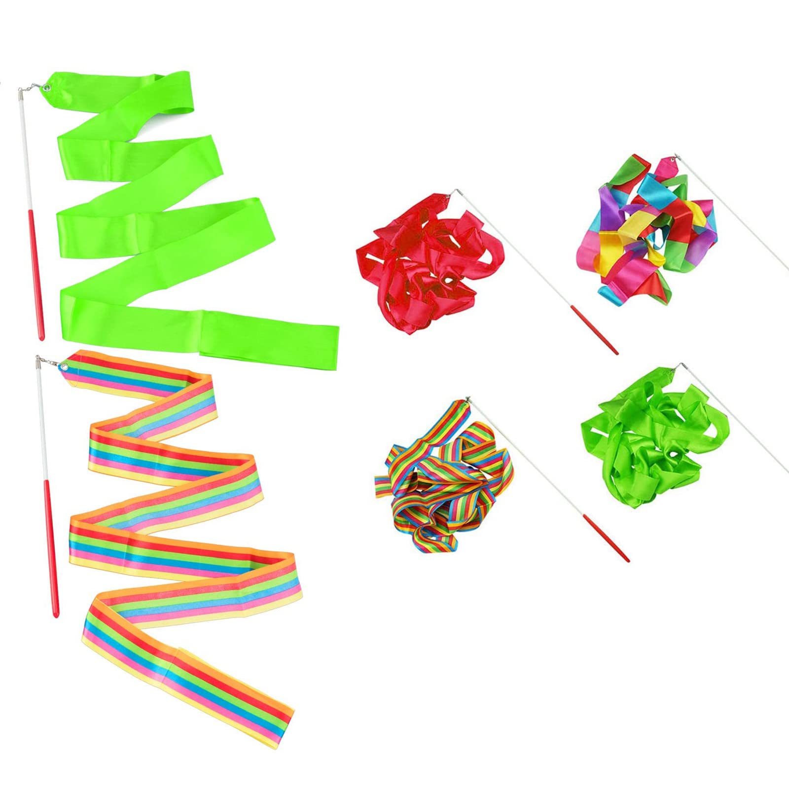 2 stuks ritmische danslinten, 170 cm gymnastiek lint danser toverstaf dansen lint streamers voor kinderen, past op artistieke dansen gymnastiek, circus carnaval shows, Baton Stick Twirling