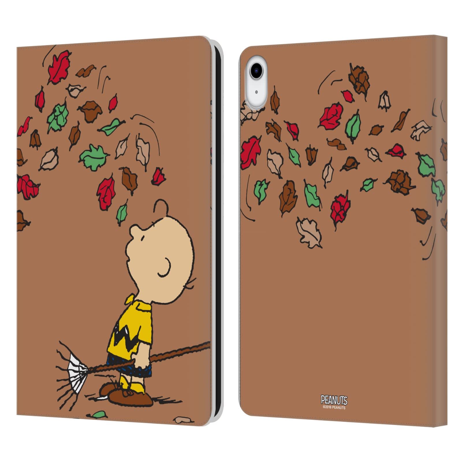 Head Case Designs Officially Licensed Peanuts Autumn Charlie Brown Leather Wallet Case Compatible with Apple iPad 10.9 2022/2025
