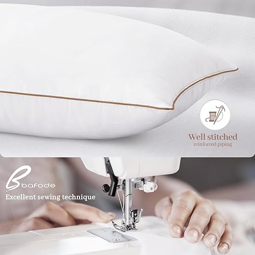 Miniatura 5 de Bafode Almohadas de cama de plumas y poliéster para dormir, paquete de 2 unidades, tamaño estándar, juego de 2 para dormir, relleno de almohada