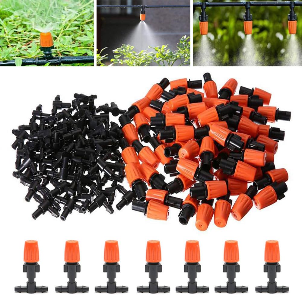 Zestaw 50 kropelek do nawadniania kropelkowego do węża 4/7 mm | 50 zraszaczy + złącze wtykowe 50 T, regulowane 360 stopni, zestaw do nawadniania kropelkowego