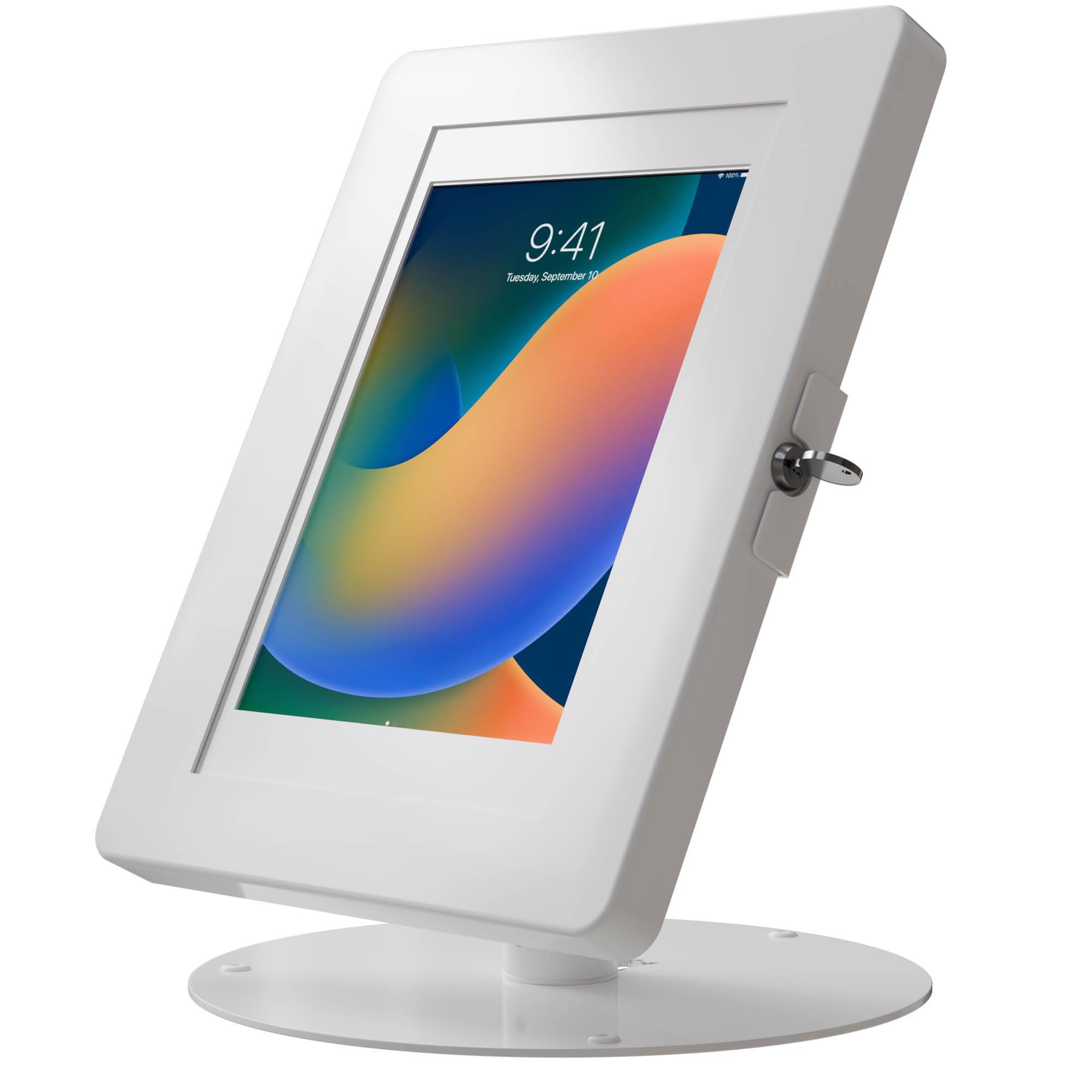 Premium iPad Retail POS Stand – CTA Upscale Tablet Kiosk Stand with 360 Degree Rotation & Locking for Retail, Restaurants & More – for Surface Pro 3-8th Gen, iPad Pro 12.9" & More – White (PAD-HSKSWL)