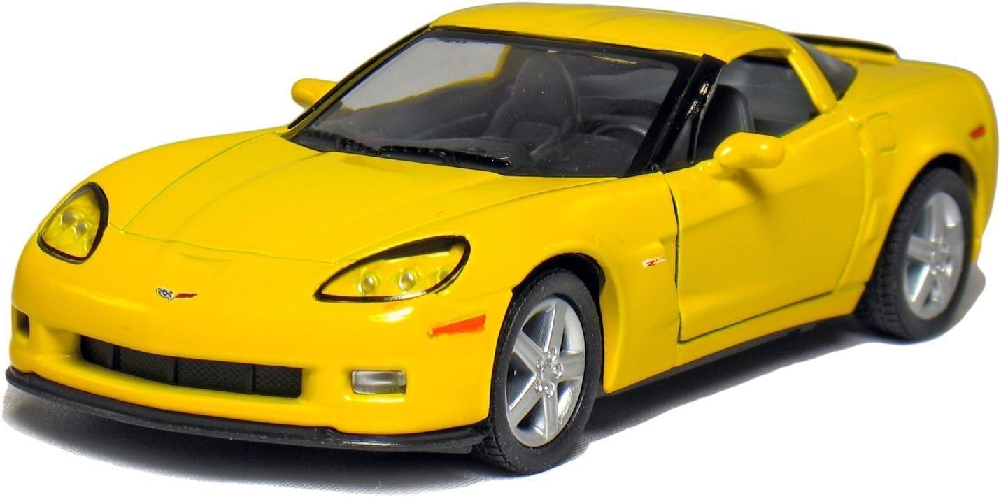 KiNSMART 2007 Corvette Z06 5inch 1:36 Scale 5 Inch Die Cast Metal Model American Muscle Toy Car. Pullback Action Set of 4