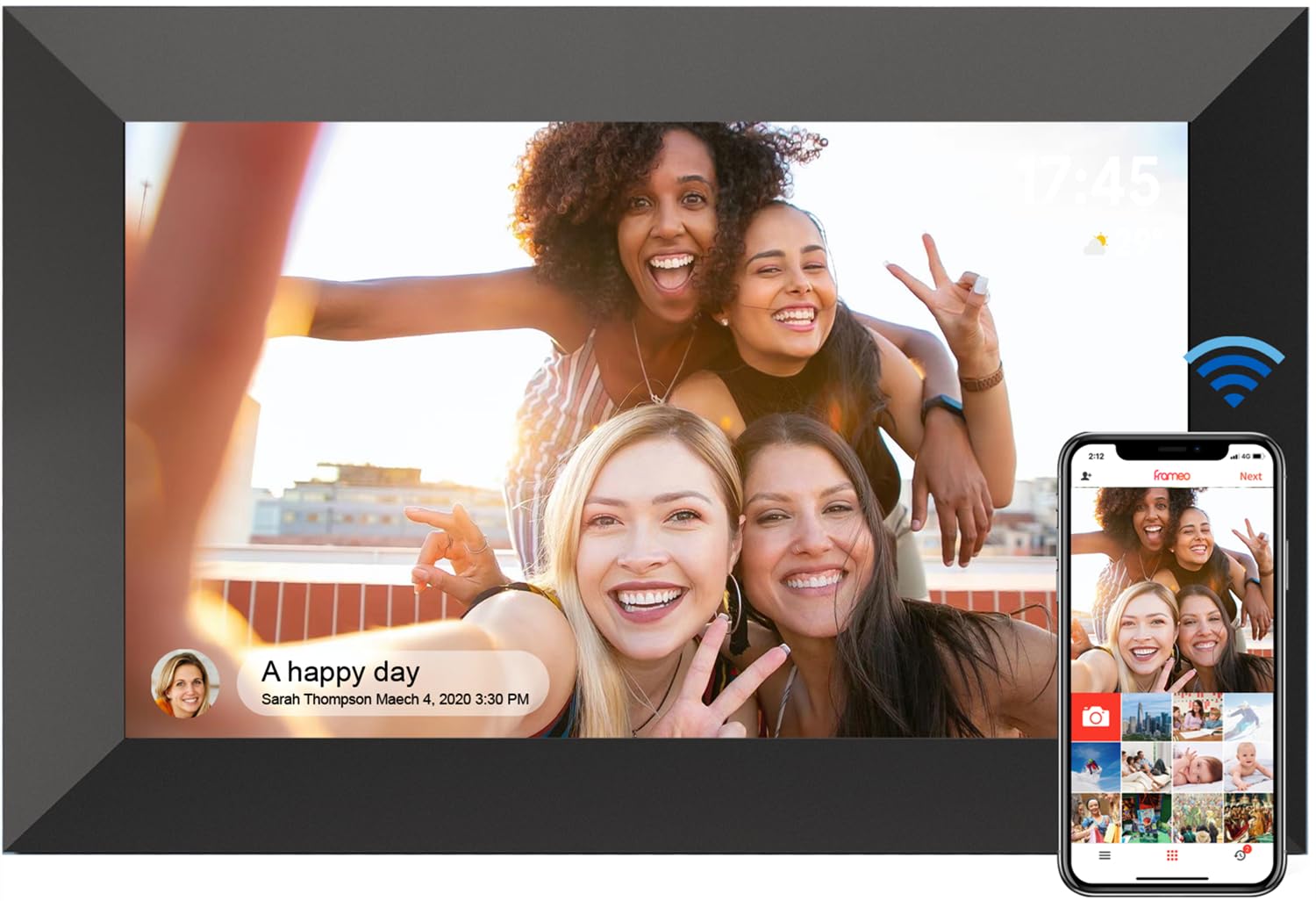YUUTY WLAN Digitaler Bilderrahmen, 10,1 Zoll 32GB Elektronischer Bilderrahmen, 1280x800 HD IPS LCD Touchscreen Foto Rahmen, Automatische Rotation, Teilen Sie Fotos Sofort Von überall Aus