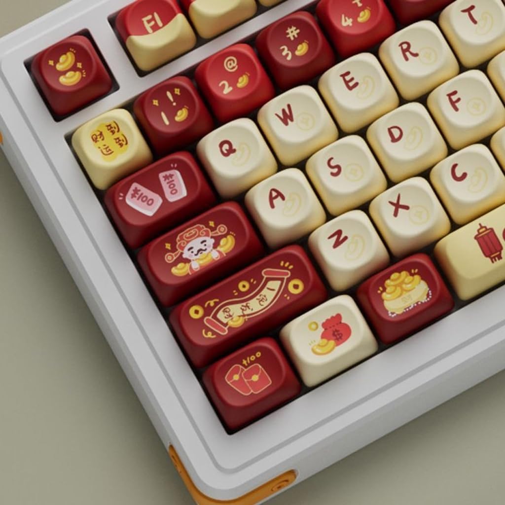 Chinese New Year Theme Keycap Set OQO Height for Mechanical Keyboards Keycaps Heat Sublimated Print Fade Resistant