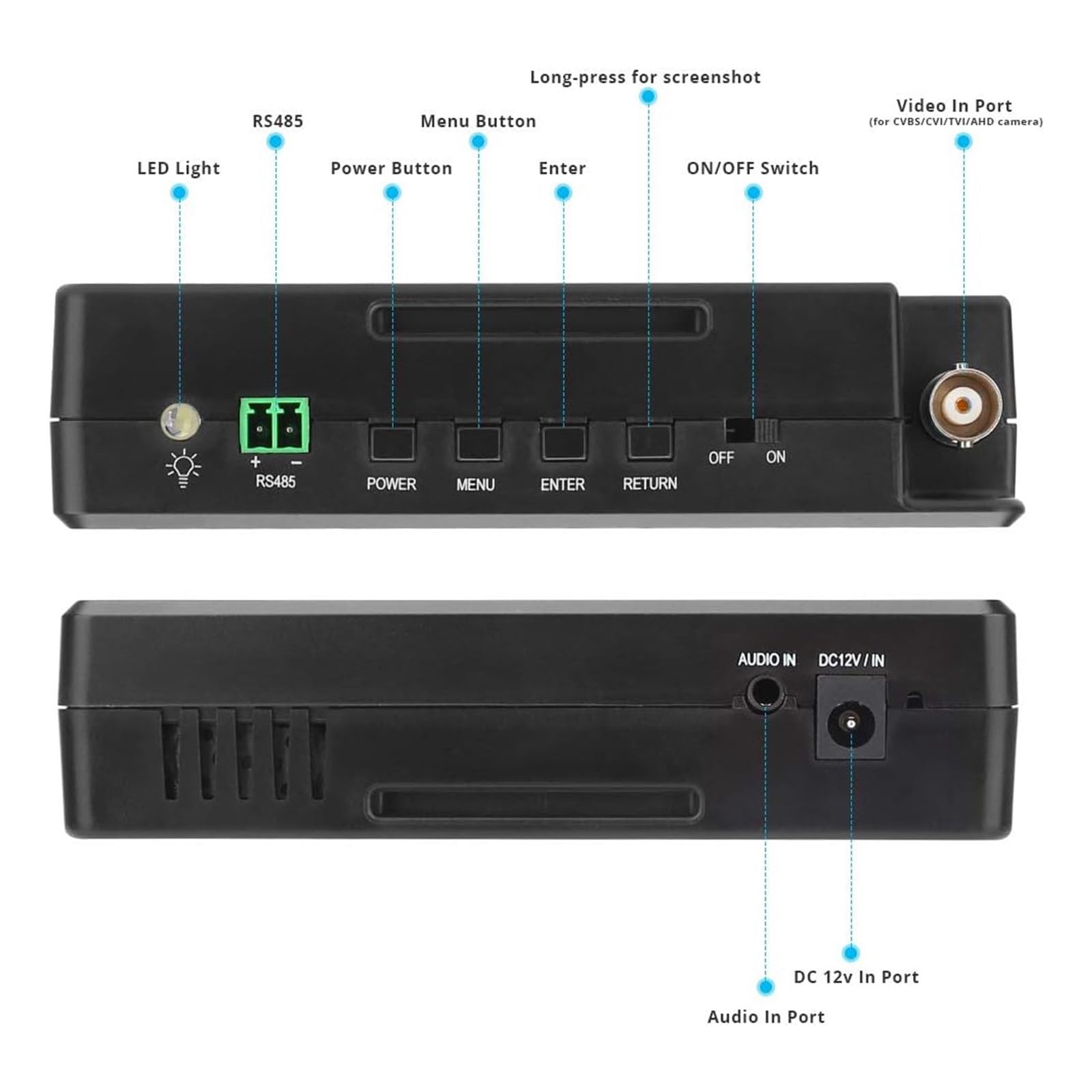 Tester CCTV Tester for Telecamera IP da Polso Portatile da 4 Pollici Tester CCTV 4K H.265 IP CVBS CVI TVI AHD Tester for Telecamera analogica con Poe/IP(with Wire Tracker)
