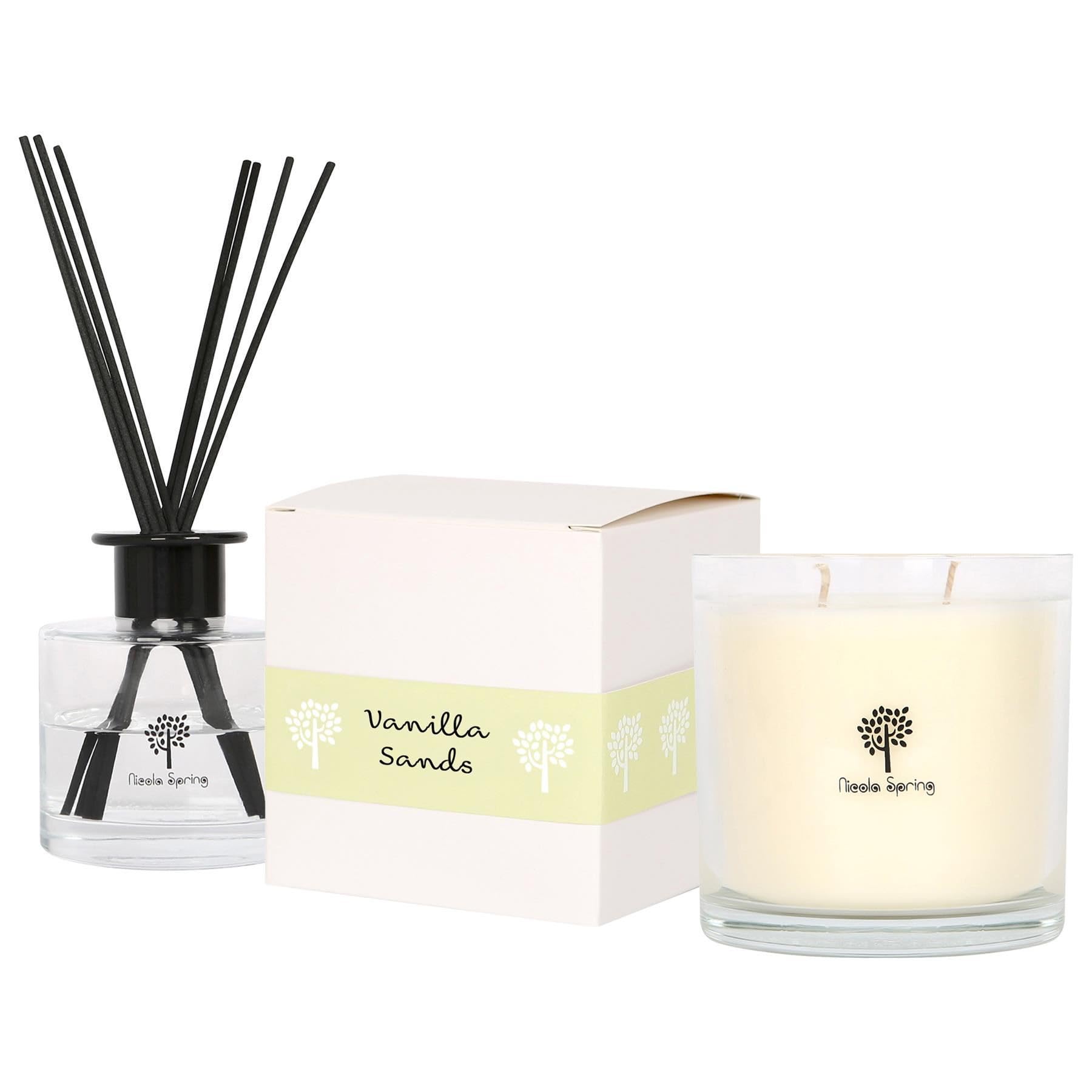 Nicola Spring Vanilla Sands Scented Candle & Diffuser Set400G Natural Soy Wax Candle & Home Air Freshener Set from B&Q