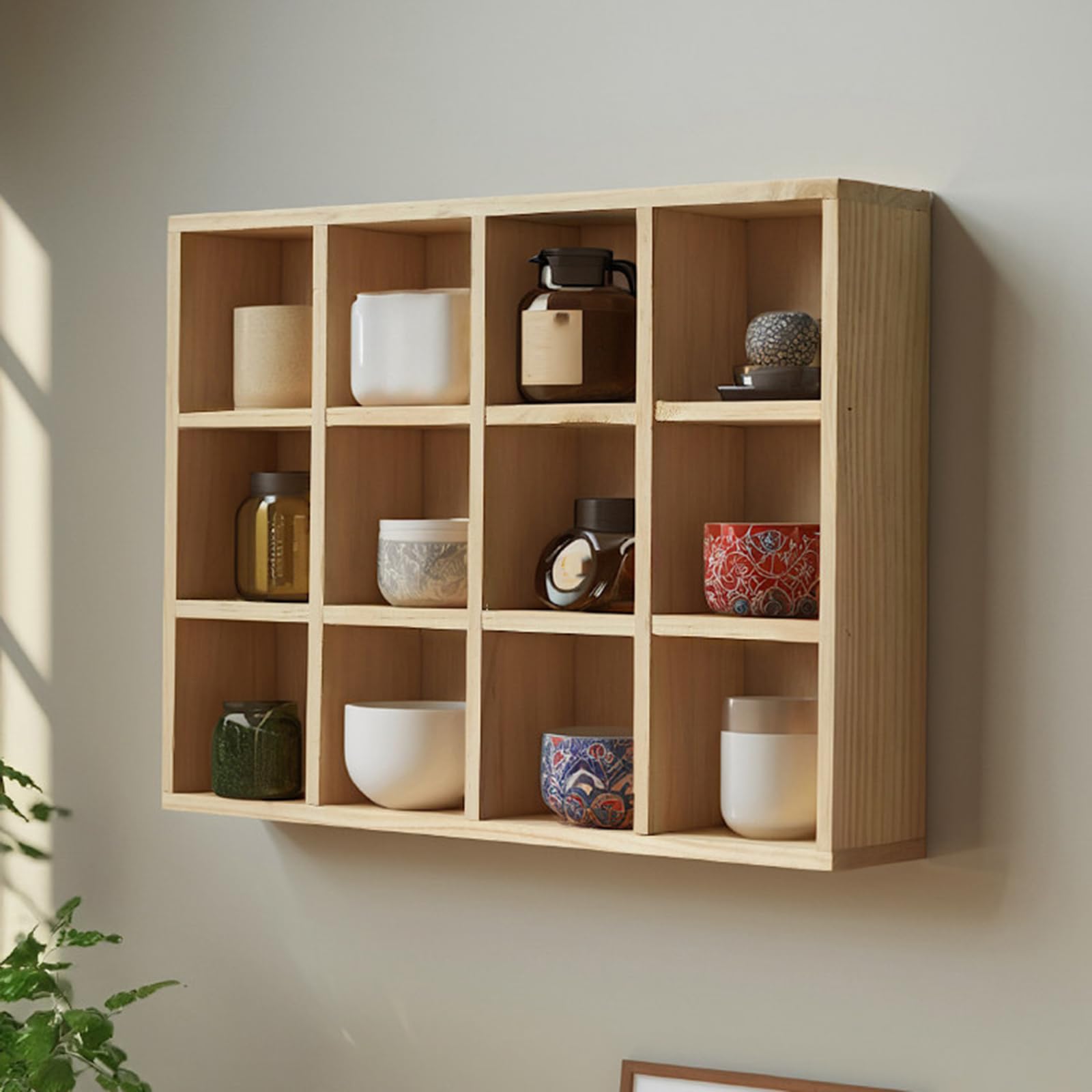 éTagèRe Murale pour Exposer des Services à Thé,éTagèRe Murale pour Mug,PréSentoir De ThéIèRe en Bois Vintage,Rangement Efficace,Facile à Placer,pour Salon,Bureau