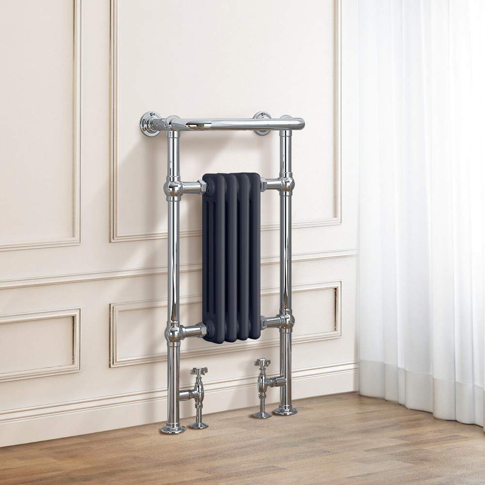 Warmehaus Traditional Heated Towel Rail Radiator 952x479mm Chrome Grey — image 1