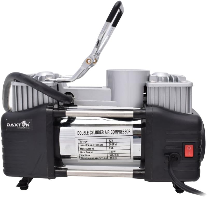 Daxton Double Cylinder Metal 200 PSI Car Air-Compressor Electric Air Pump