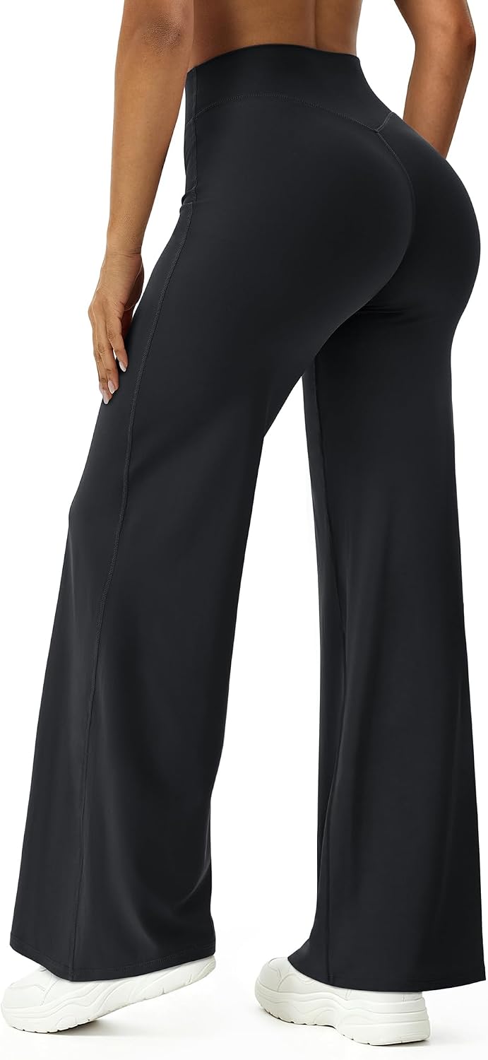 Womens Wide Leg Yoga Pants High Waisted Straight Leg Leggings