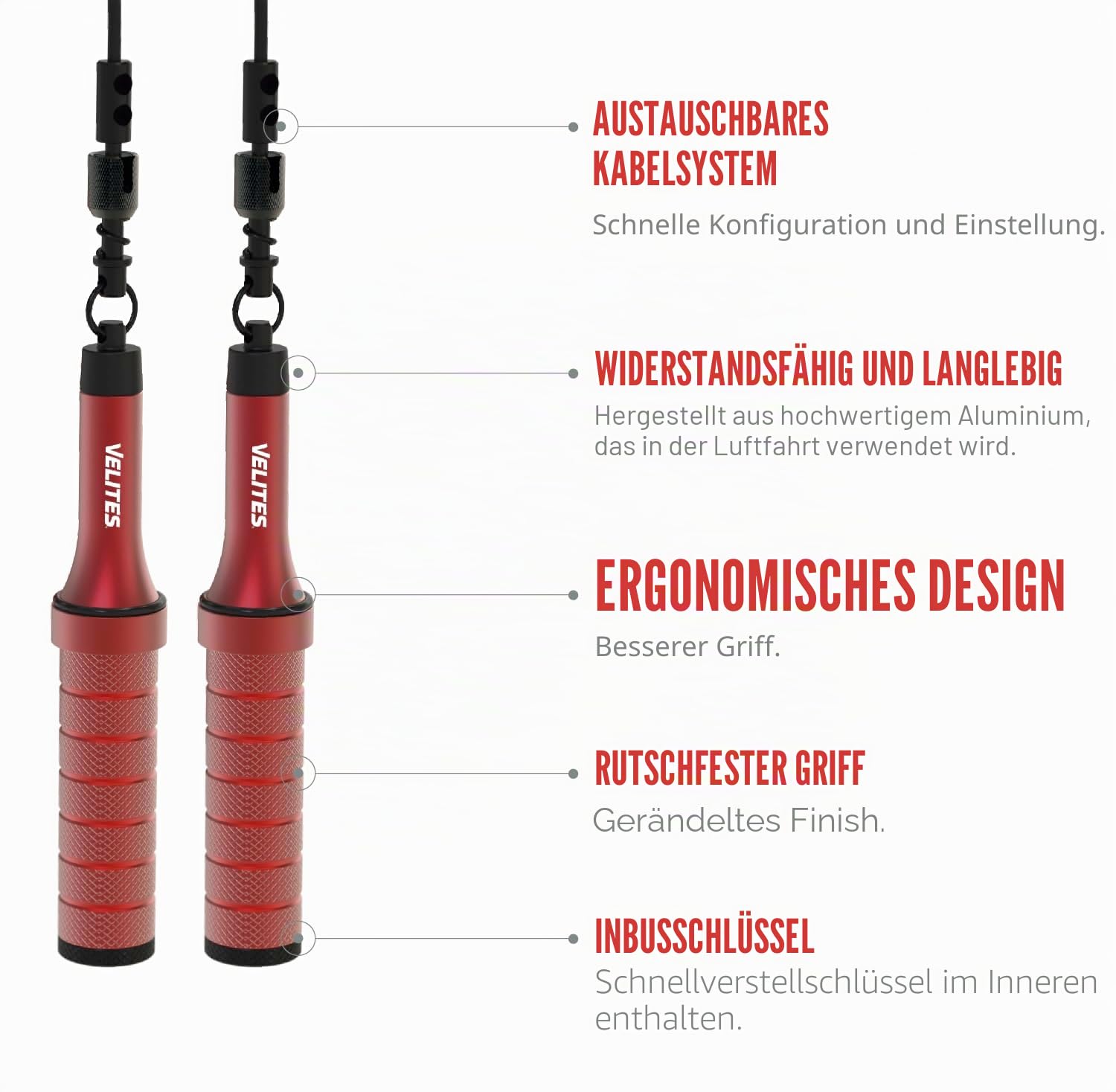 Velites Earth 2.0 gewichtetes Springseil für Crosstraining, Boxen und Fitness I Ideal zur Maximierung der Muskelanstrengung | Trainingsseil