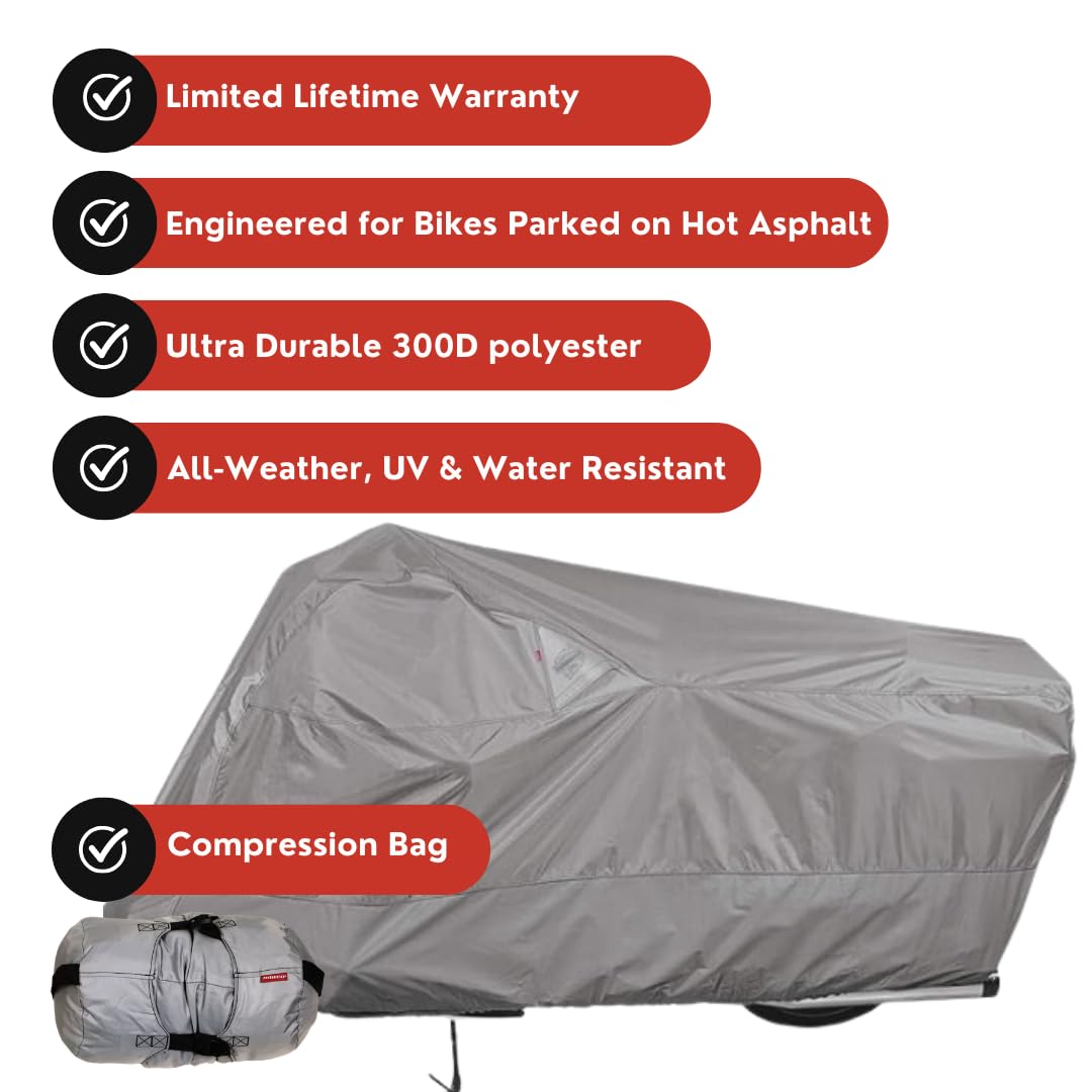 Dowco Guardian 51614-07 WeatherAll Plus - Funda Impermeable para Motocicleta para Interiores y Exteriores, Color Gris, Adventure Touring