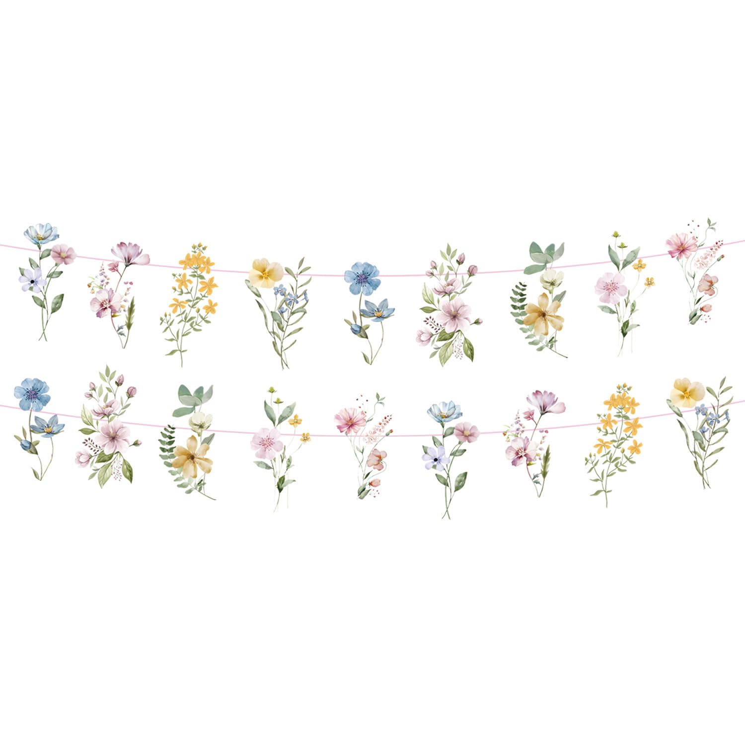 Flower Leaves Banner, Paper Flower Garland Summer Spring Decor, Wildflower Backdrop Decorations for Weddings, Birthdays, Baby Showers, Indoor Outdoor Events — image 1