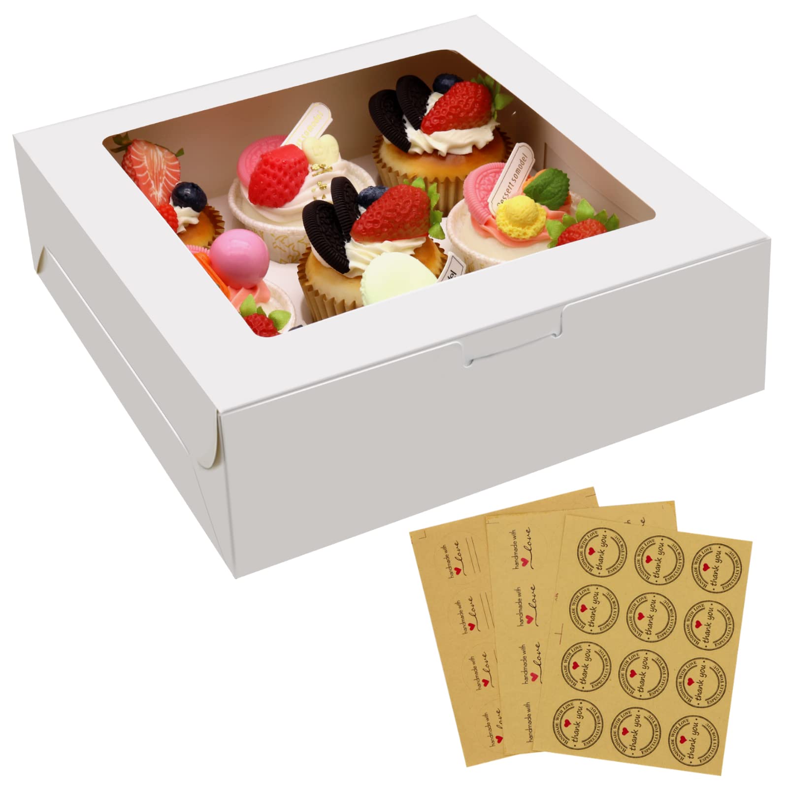 Bake Pro 5 Scatole Per Cupcake - Cartone Bianco Riciclabile, Con Inserti Per 12 Pezzi, Ideali Per Pasticceria
