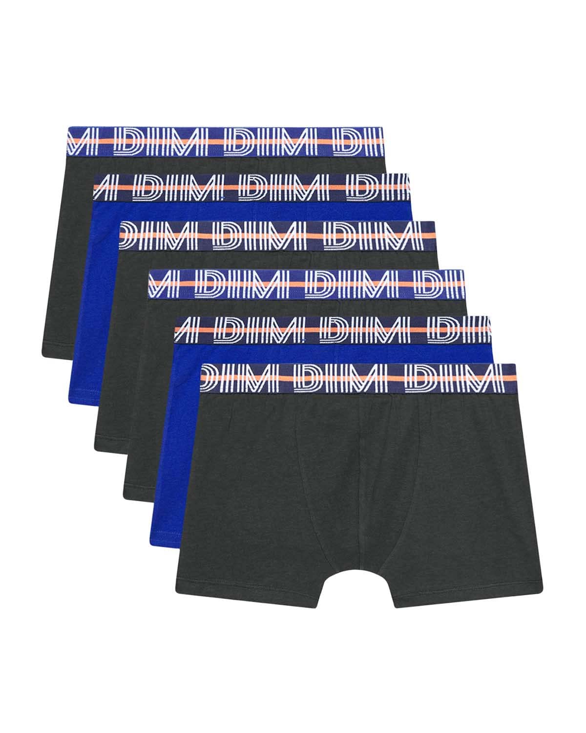 DIM Garçon – Boxer Ecodim Coton Stretch Coloré x6 | Ceinture Logo DIM | Coloris Dynamiques | Confort Extensible