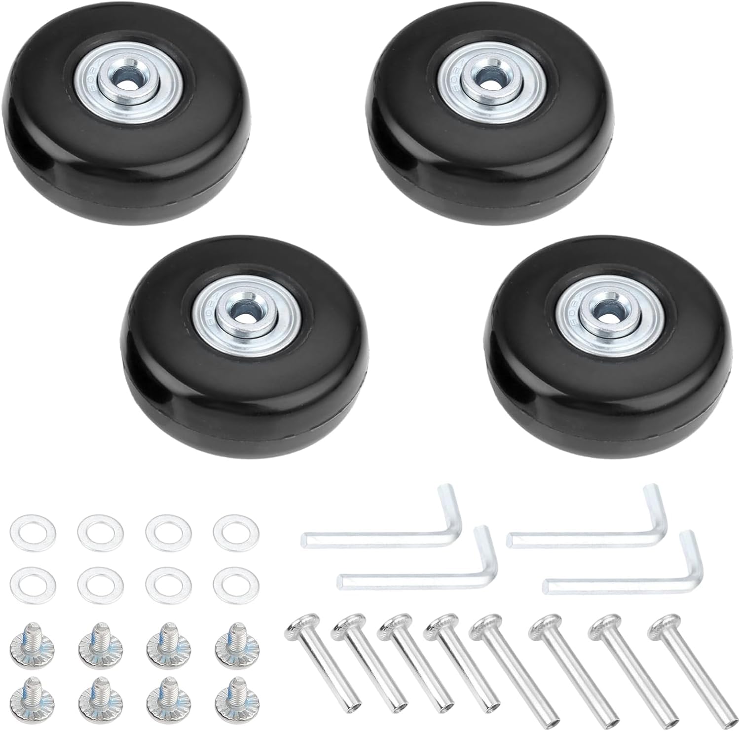 EdirFtra Set of 4 Pieces Suitcase Wheels 50mm X 18mm Universal Luggage Spare Wheels, Trolleys, Universal Baby Stroller Wheel Tools