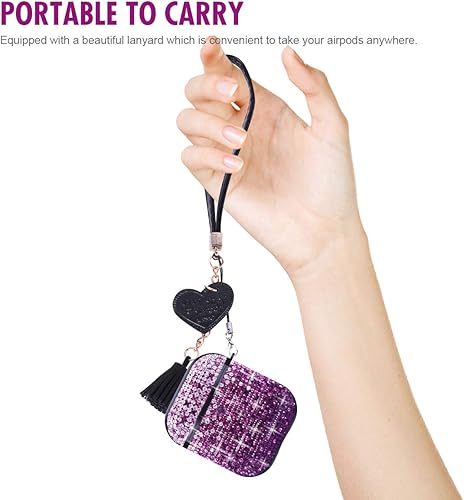 Miniatura 5 de Valkit Funda compatible con AirPods, con diamantes de imitación brillantes, funda protectora dura a prueba de golpes para niñas y mujeres, para