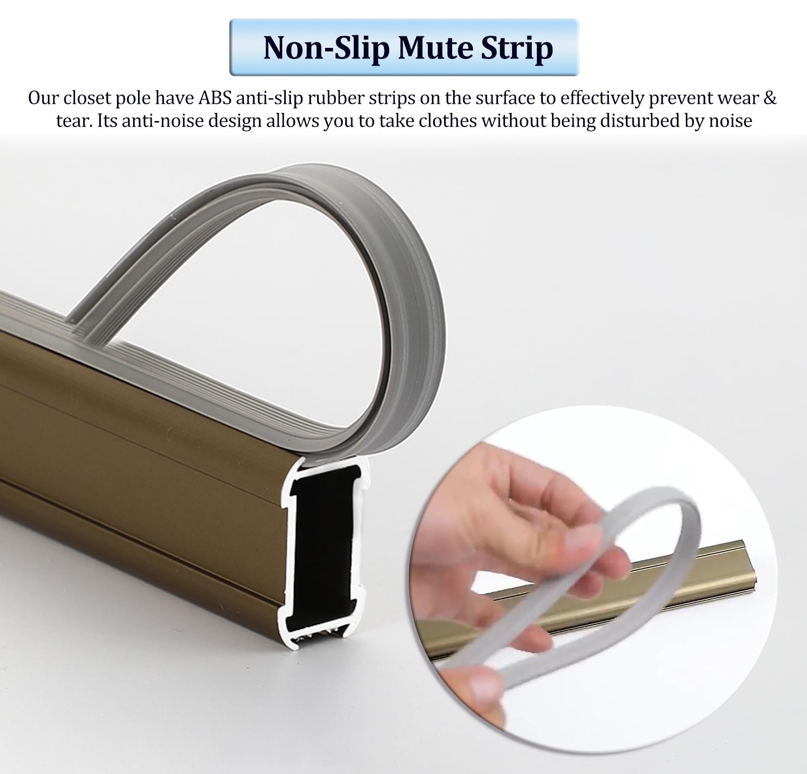 Asta Appendiabiti per Armadio Aste per Stendere con Striscia di Gomma Antiscivolo, Asta per Armadio Personalizzabile Asta per Guardaroba, Gancio Appendiabiti per Appendere Vestiti/ Pantaloni/ Tende(Bl