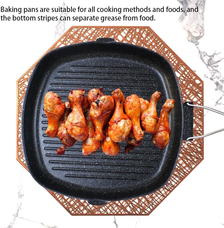 Nonstick Grill Pan with Folding Handle, 11in/ 28cm Lightweight Grill Pan for Stove Tops, 1.76lbs Versatile Griddle Pans with Pour Spouts, Square Grilling Skillet Steak Pan for Indoor Outdoor Camping - Image 7