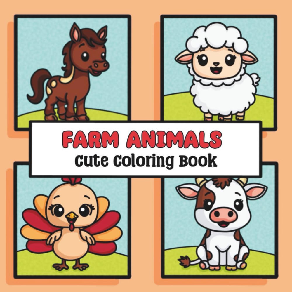 Farm Animals: Cute coloring book