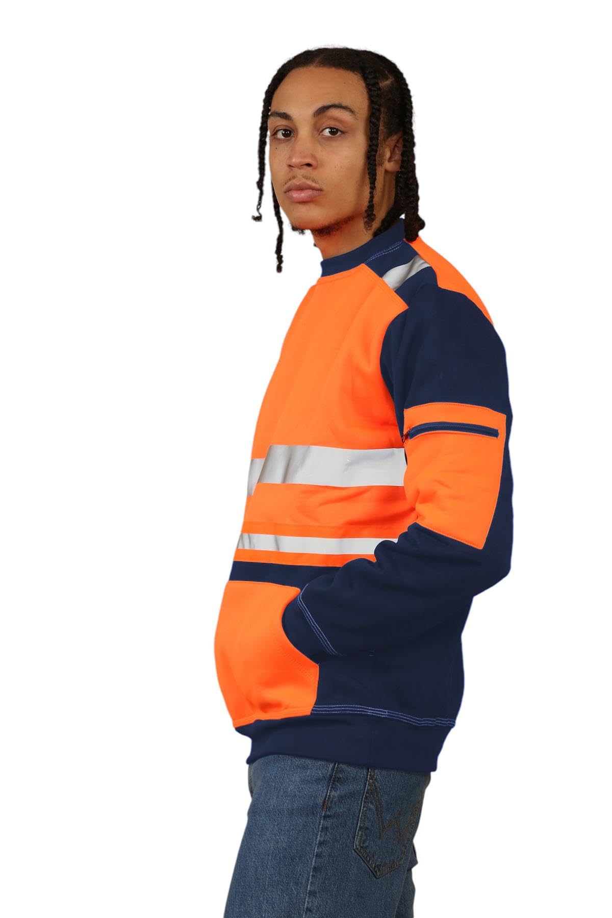 Sudadera de alta visibilidad para hombre, informal, reflectante, de alta visibilidad, para el trabajo, para niños, de forro polar, para el trabajo y la seguridad