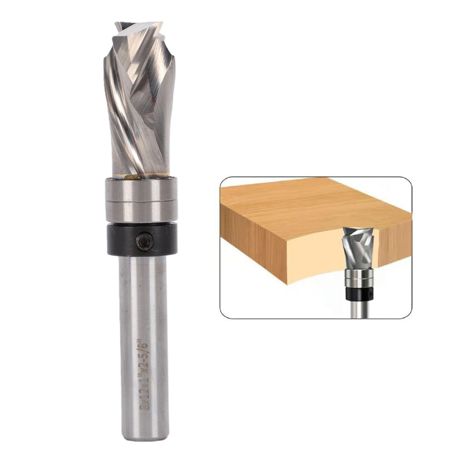 Alomejor Fresa a Spirale per Fresatura a Filo per la Lavorazione del Legno Gambo da 8 Mm di Precisione Diametro di Taglio da 12 Mm Lunghezza 25,4 Utensile in Metallo Duro per attività Manuali e CNC