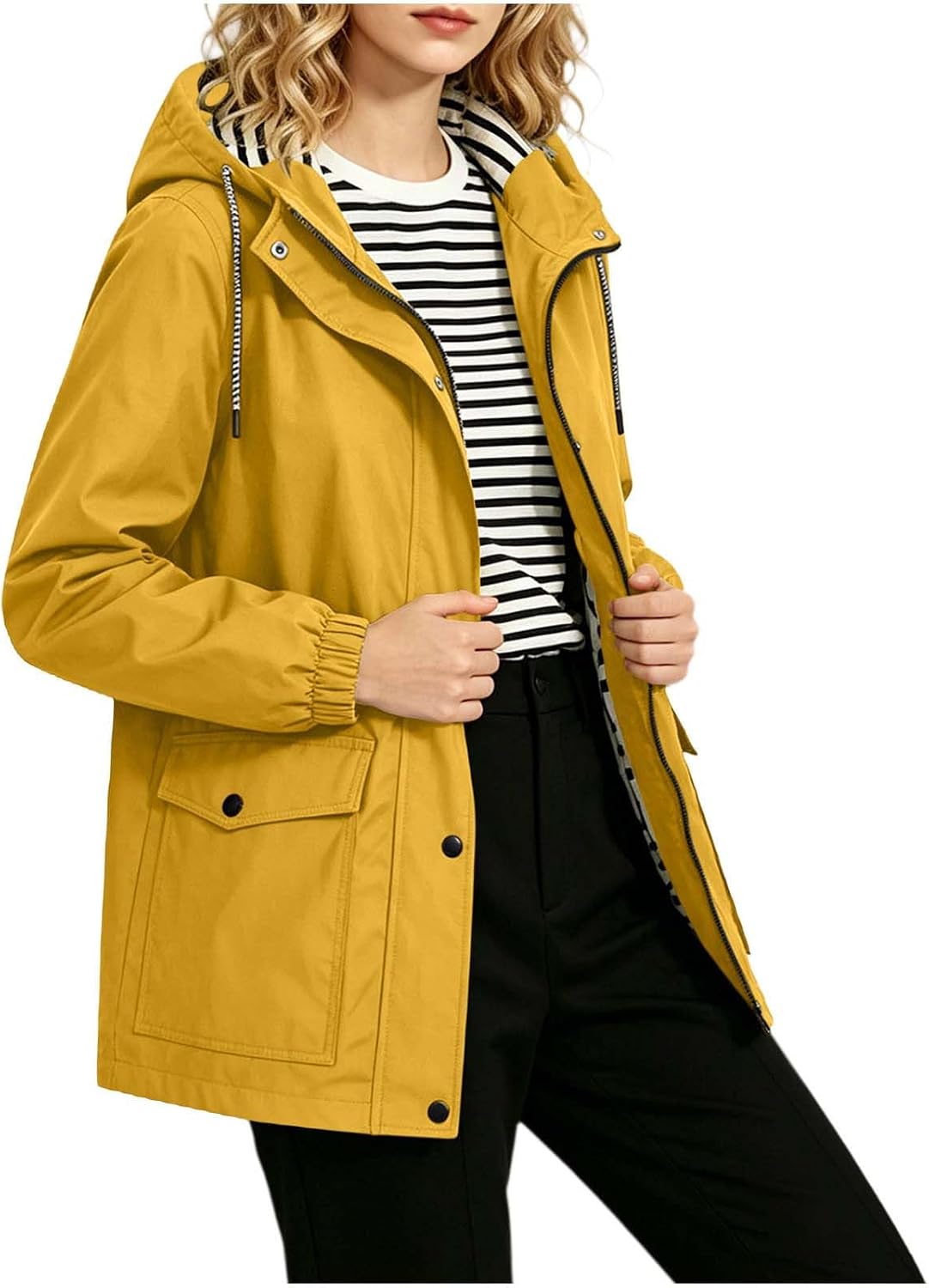 Women's Water Resistant Hooded Rain Jacket Windbreaker