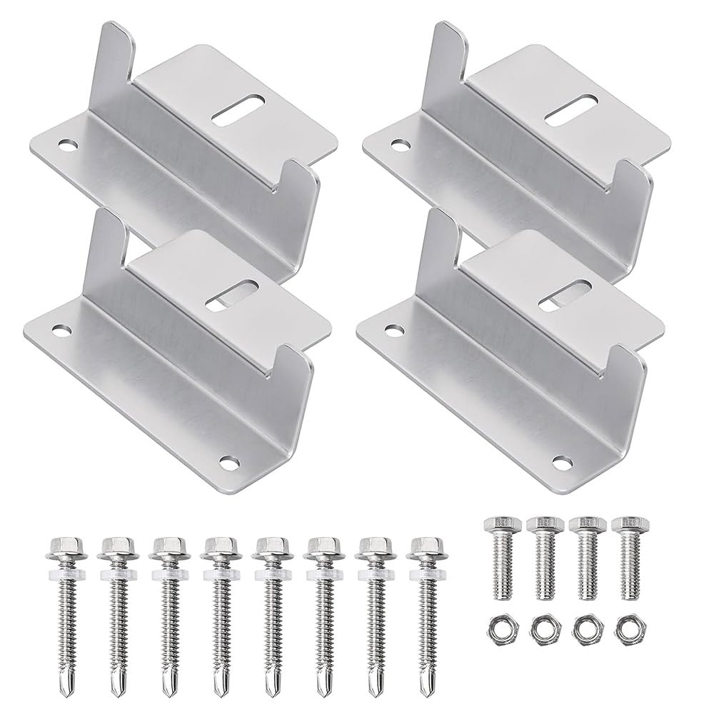 Silver Taha ® 4 Sets Solar Panel Mounting Bracket 100Mm Solar Panel Z Brackets Aluminum Roof Solar Panel Bracket With Screw And Nuts For Rv Boat Wall Caravans Solar Panel