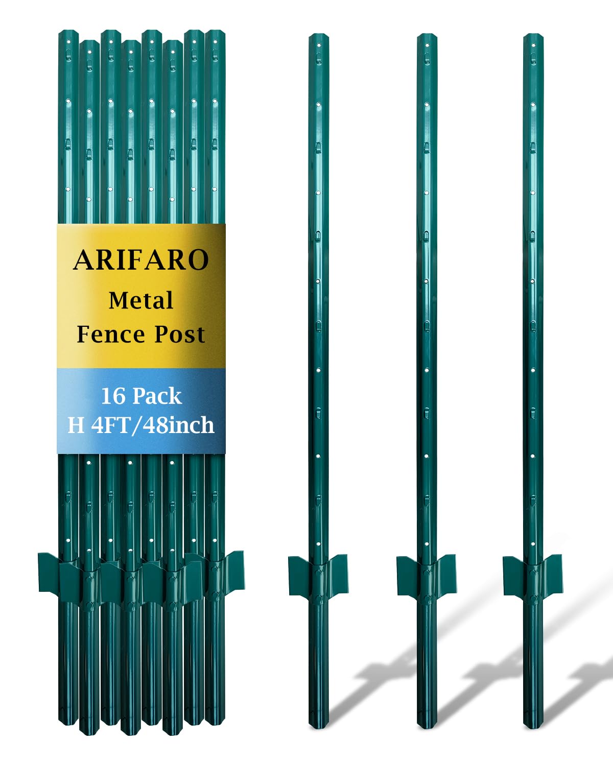 Photo 1 of ARIFARO Fence Posts 4 Feet, 16-Pack, Heavy Duty U Post, Metal Fence Post