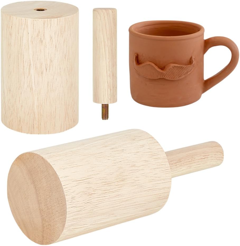 BENECREAT 22x8cm/3.2x8.7 Inch Cup Pottery Mold, Wooden Pottery Tools with Handle Pottery Set for DIY Ceramic Cup Mug Vase Making