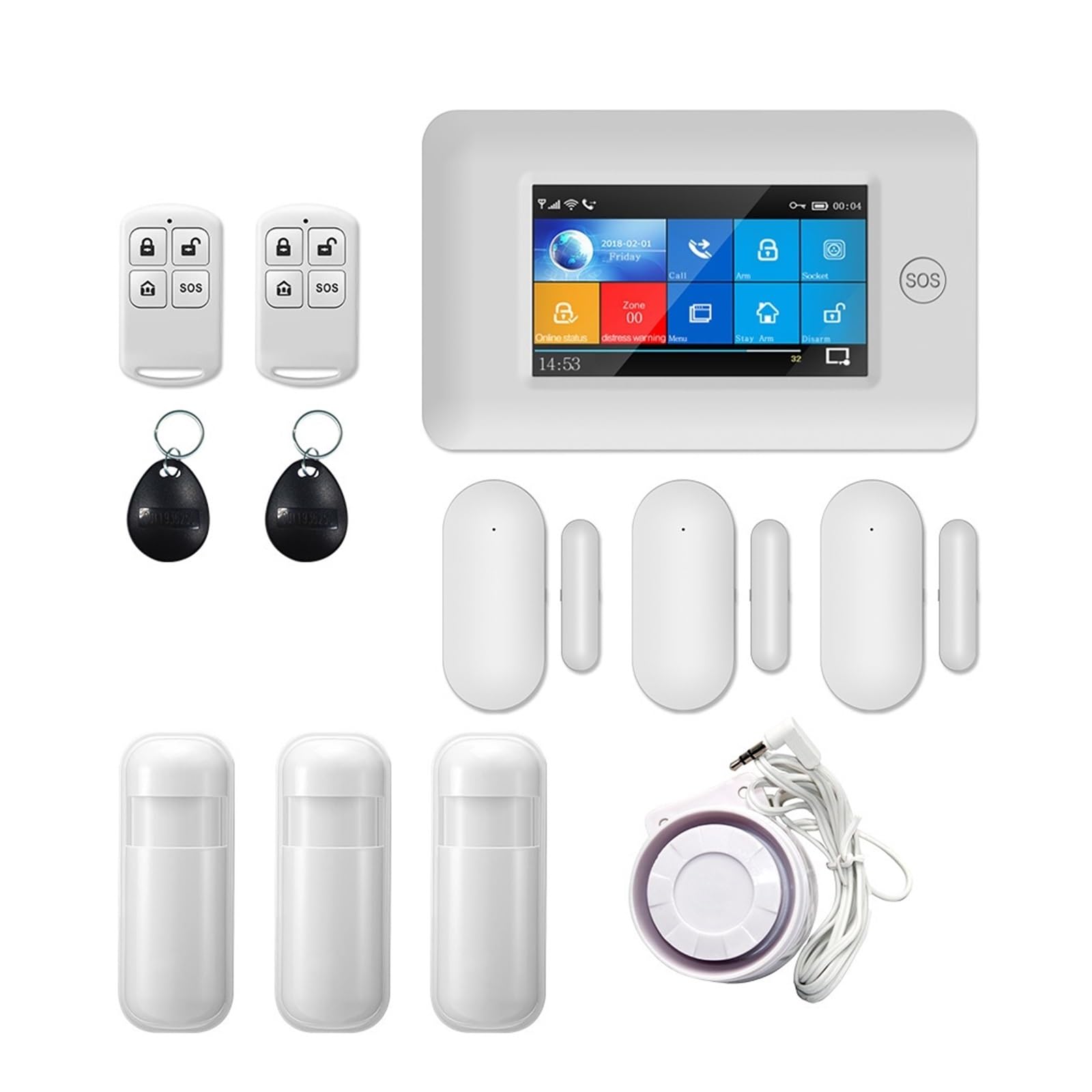 WIFI+GSM GPRS Wireless Home Security Burglar Alarm System APP Remote Control Host Remote Monitoring(F)
